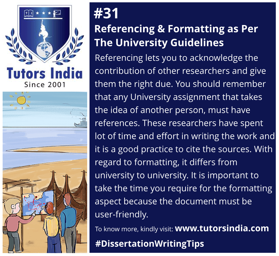 Referencing & Formatting as per the University guidelines